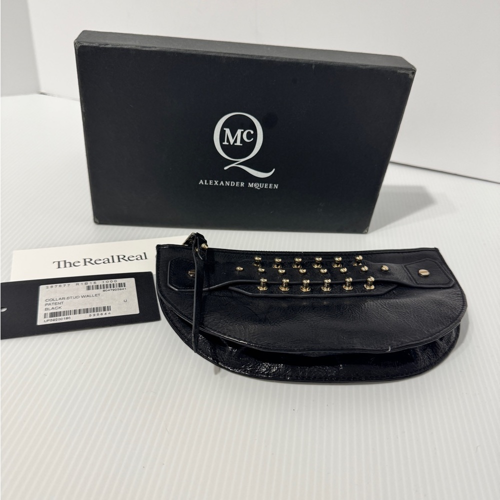 Alexander McQueen Black Leather Studded Clutch